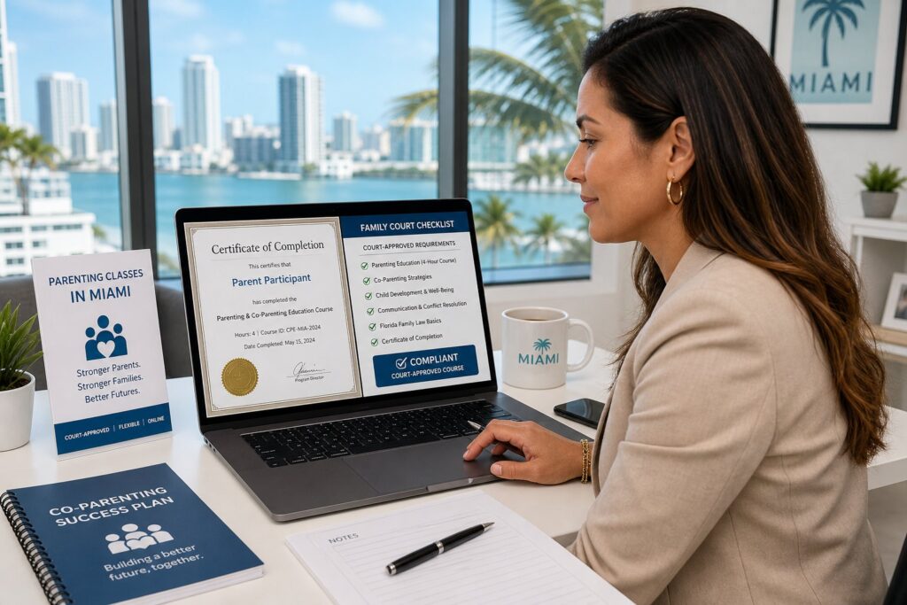 Blog Articles 5 Parents attending a professional parenting class in a modern Miami classroom.